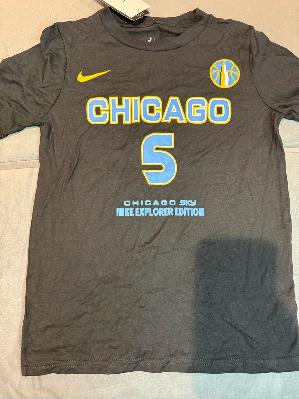 Nike Black Chicago Sky Graphic Tee with Blue and Yellow Accents